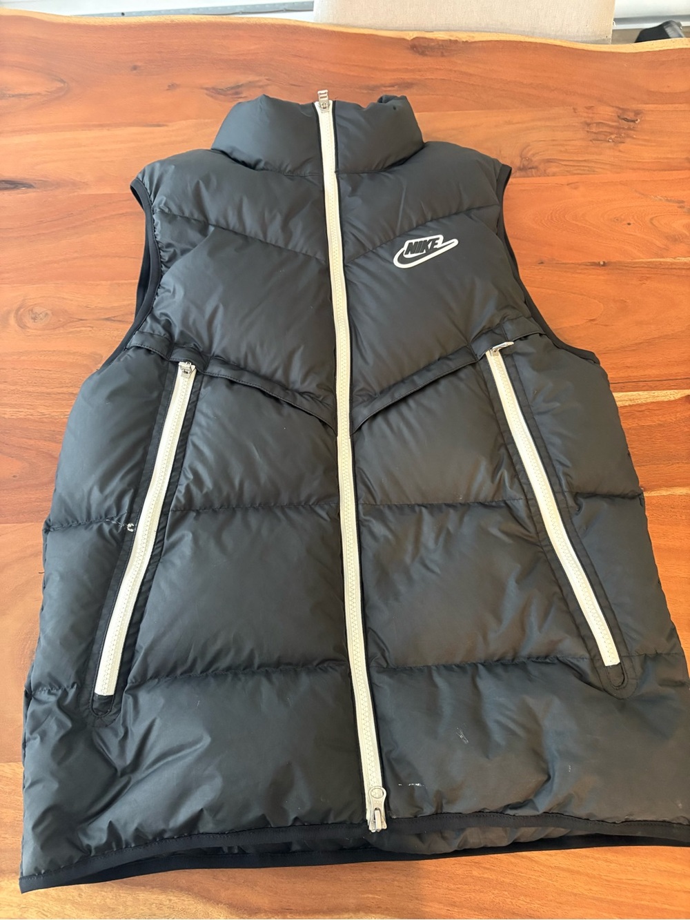 Nike Black Puffer Vest with White Zippers